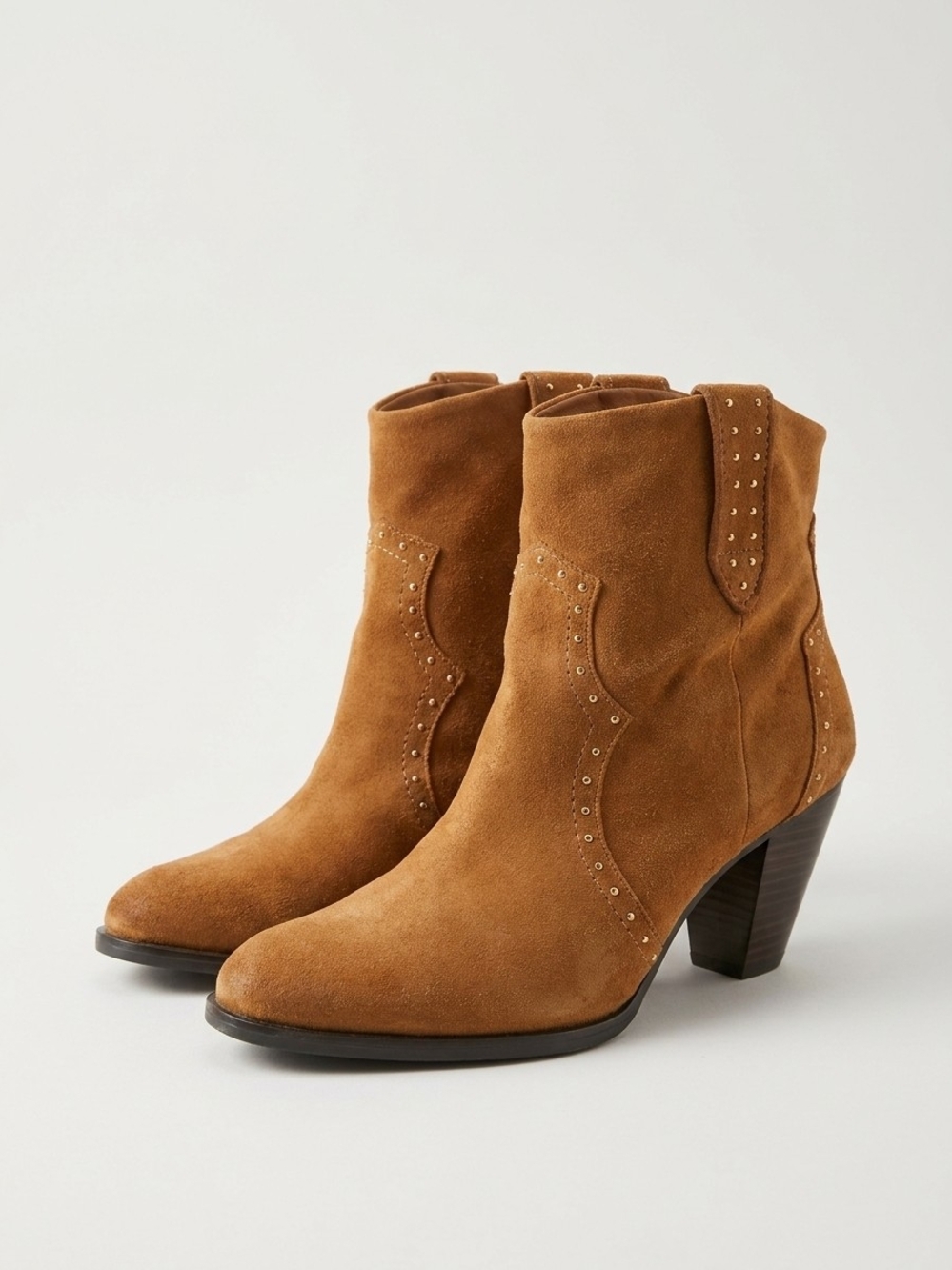 Aerosoles Brown Suede Western Ankle Boots Studded Size 9 Like New